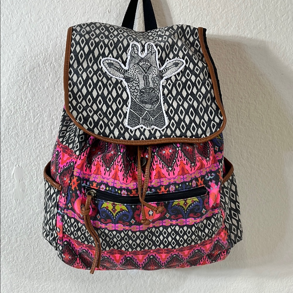 Bohemian Pink And Black Backpack
